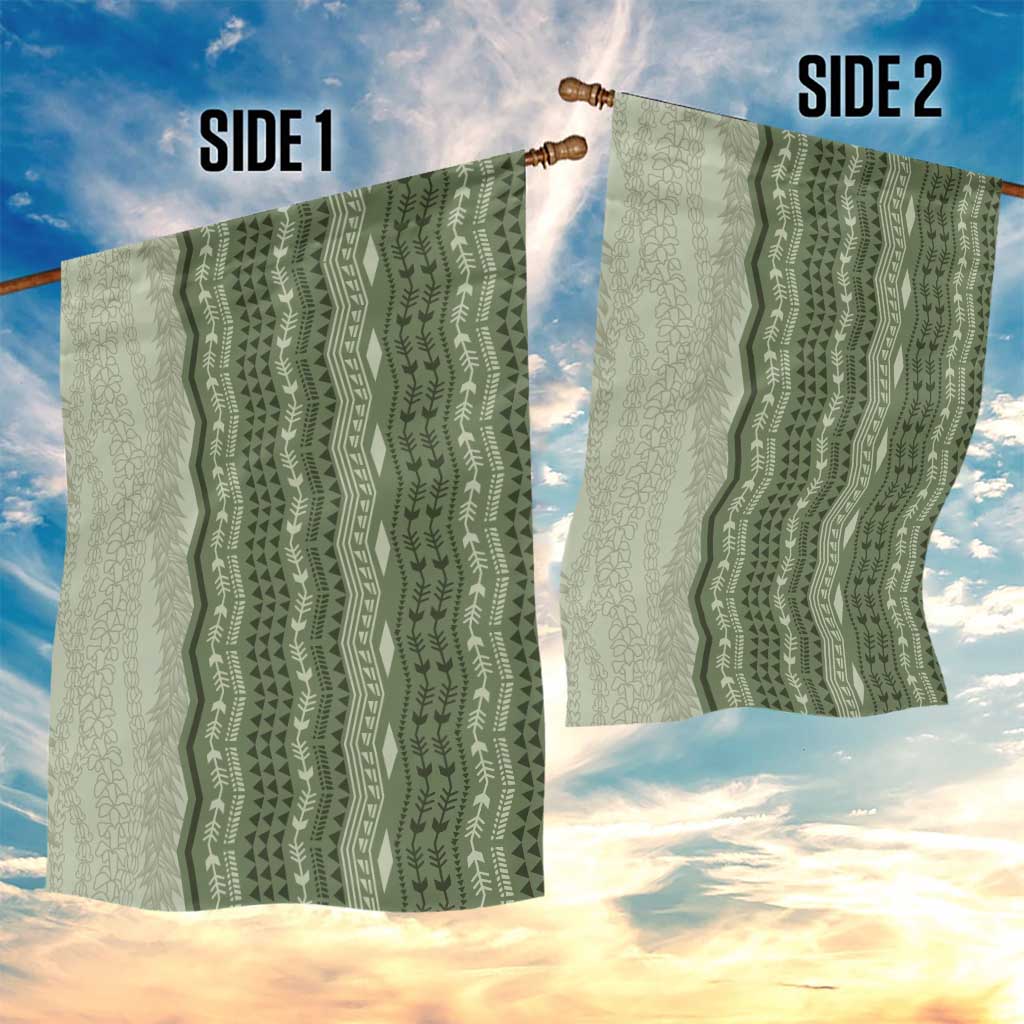 Vintage Sage Green Hawaiian Traditional Kapa Mix Flowers Lei Garden Flag LT7 - Polynesian Pride