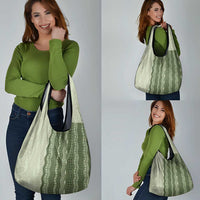 Vintage Sage Green Hawaiian Traditional Kapa Mix Flowers Lei Grocery Bag LT7 - Polynesian Pride