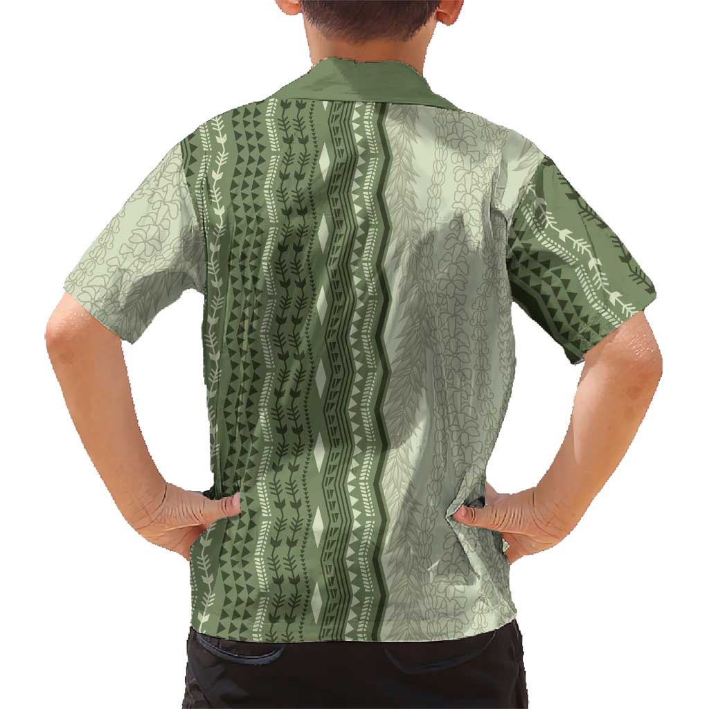 Vintage Sage Green Hawaiian Traditional Kapa Mix Flowers Lei Hawaiian Shirt LT7 - Polynesian Pride