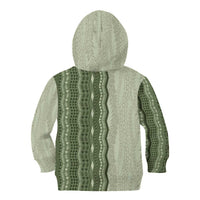 Vintage Sage Green Hawaiian Traditional Kapa Mix Flowers Lei Kid Hoodie LT7 - Polynesian Pride