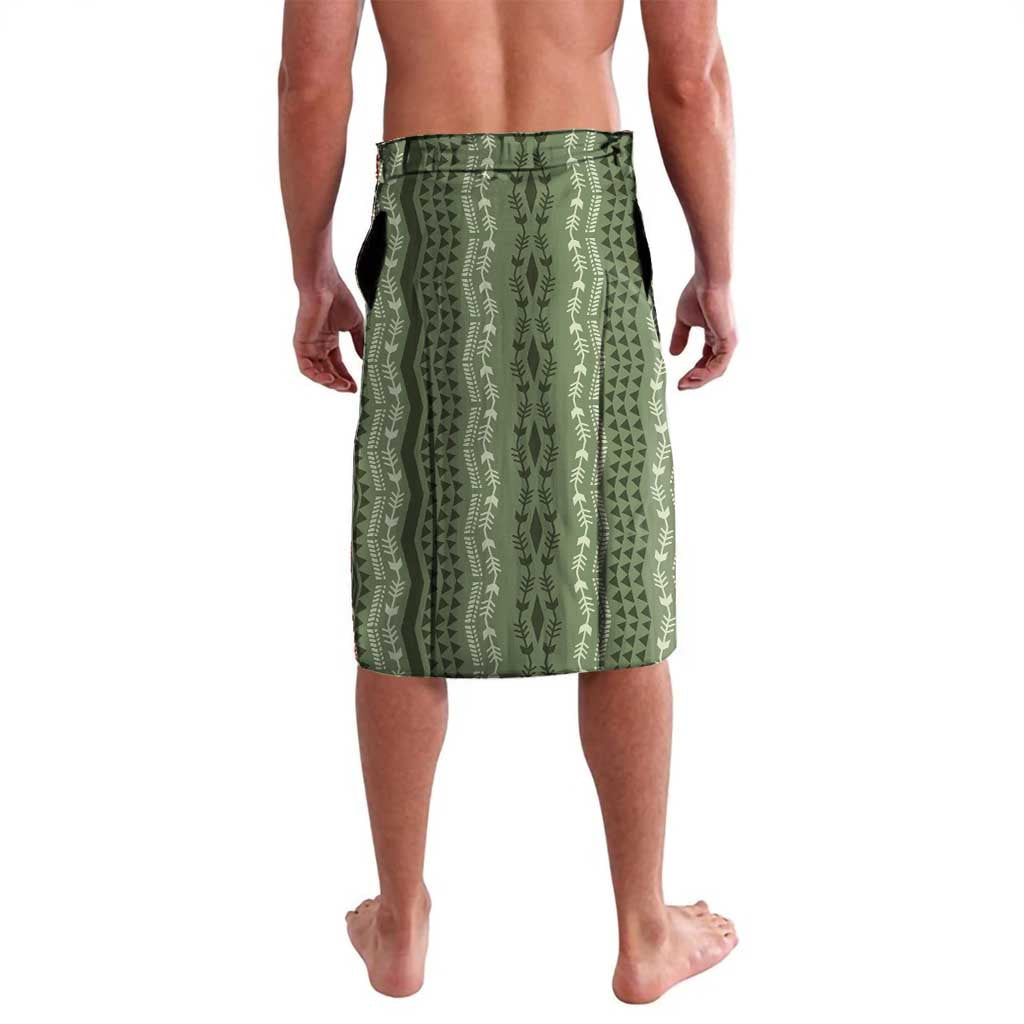 Vintage Sage Green Hawaiian Traditional Kapa Mix Flowers Lei Lavalava LT7 - Polynesian Pride