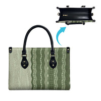 Vintage Sage Green Hawaiian Traditional Kapa Mix Flowers Lei Leather Bag LT7 - Polynesian Pride