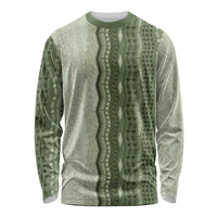 Vintage Sage Green Hawaiian Traditional Kapa Mix Flowers Lei Long Sleeve Shirt LT7 Unisex Sage Green - Polynesian Pride