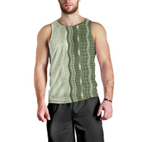 Vintage Sage Green Hawaiian Traditional Kapa Mix Flowers Lei Men Tank Top LT7 - Polynesian Pride
