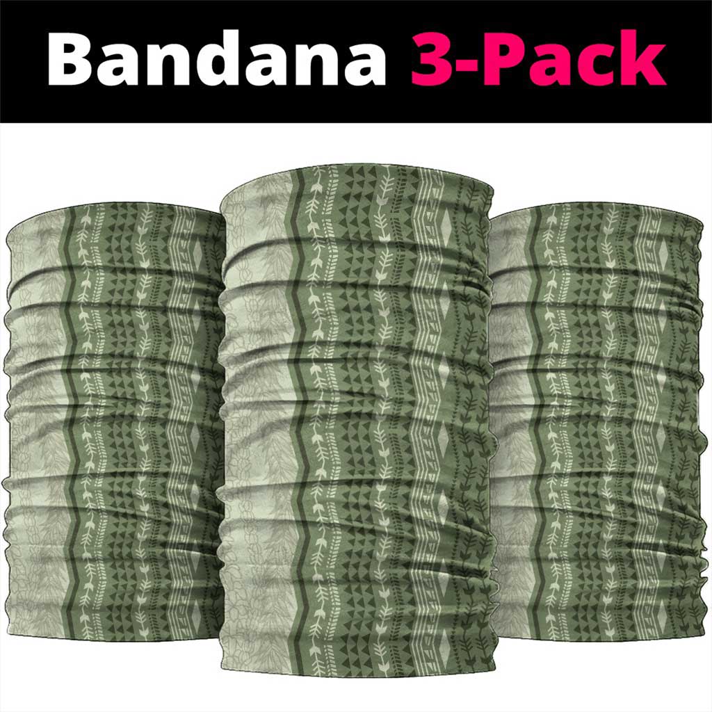 Vintage Sage Green Hawaiian Traditional Kapa Mix Flowers Lei Neck Gaiter LT7 package One Size: 25*50cm Sage Green - Polynesian Pride