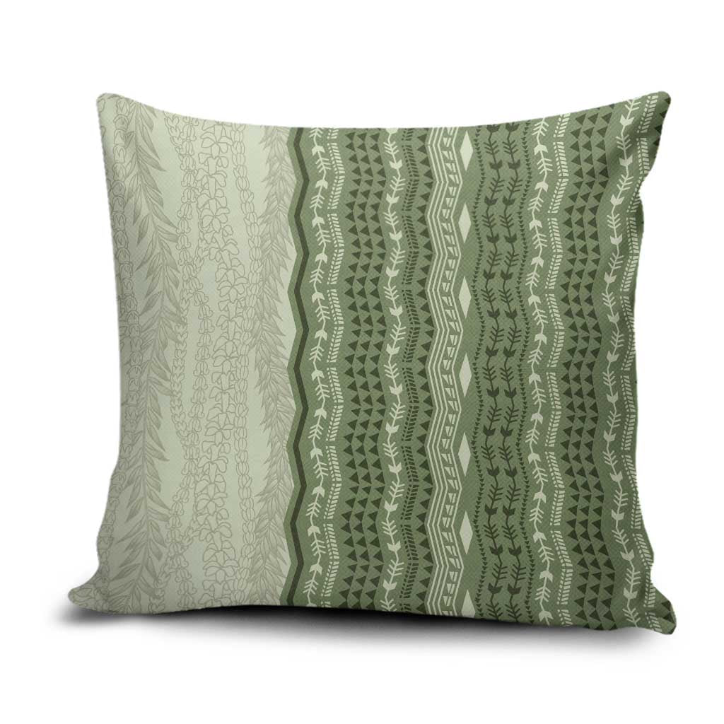 Vintage Sage Green Hawaiian Traditional Kapa Mix Flowers Lei Pillow Cover LT7 Sage Green - Polynesian Pride