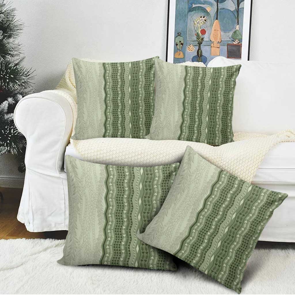 Vintage Sage Green Hawaiian Traditional Kapa Mix Flowers Lei Pillow Cover LT7 - Polynesian Pride