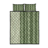 Vintage Sage Green Hawaiian Traditional Kapa Mix Flowers Lei Quilt Bed Set LT7 - Polynesian Pride