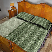 Vintage Sage Green Hawaiian Traditional Kapa Mix Flowers Lei Quilt Bed Set LT7 - Polynesian Pride