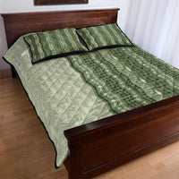 Vintage Sage Green Hawaiian Traditional Kapa Mix Flowers Lei Quilt Bed Set LT7 - Polynesian Pride