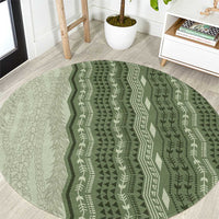 Vintage Sage Green Hawaiian Traditional Kapa Mix Flowers Lei Round Carpet LT7 Sage Green - Polynesian Pride