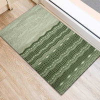 Vintage Sage Green Hawaiian Traditional Kapa Mix Flowers Lei Rubber Doormat LT7 - Polynesian Pride