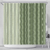 Vintage Sage Green Hawaiian Traditional Kapa Mix Flowers Lei Shower Curtain LT7 - Polynesian Pride