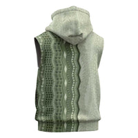 Vintage Sage Green Hawaiian Traditional Kapa Mix Flowers Lei Sleeveless Hoodie LT7 - Polynesian Pride