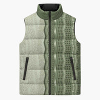 Vintage Sage Green Hawaiian Traditional Kapa Mix Flowers Lei Sleeveless Puffer Jacket LT7 Unisex Sage Green - Polynesian Pride