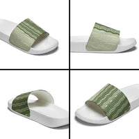 Vintage Sage Green Hawaiian Traditional Kapa Mix Flowers Lei Slide Sandals LT7 - Polynesian Pride