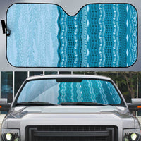 Vintage Cobalt Blue Hawaiian Traditional Kapa Mix Flowers Lei Auto Sun Shade LT7 Cobalt Blue - Polynesian Pride