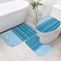 Vintage Cobalt Blue Hawaiian Traditional Kapa Mix Flowers Lei Bathroom Set LT7 - Polynesian Pride