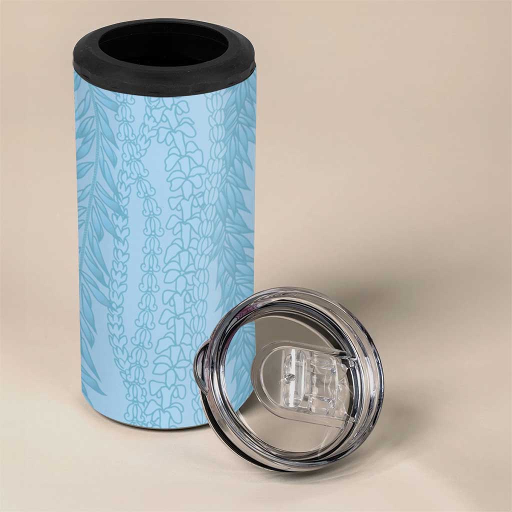 Vintage Cobalt Blue Hawaiian Traditional Kapa Mix Flowers Lei 4 in 1 Can Cooler Tumbler LT7 - Polynesian Pride