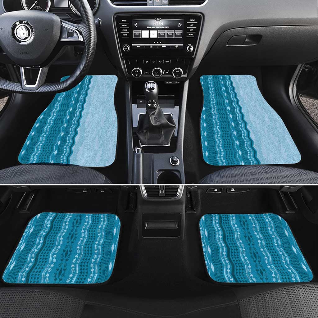 Vintage Cobalt Blue Hawaiian Traditional Kapa Mix Flowers Lei Car Mats LT7 Set 4pcs Cobalt Blue - Polynesian Pride