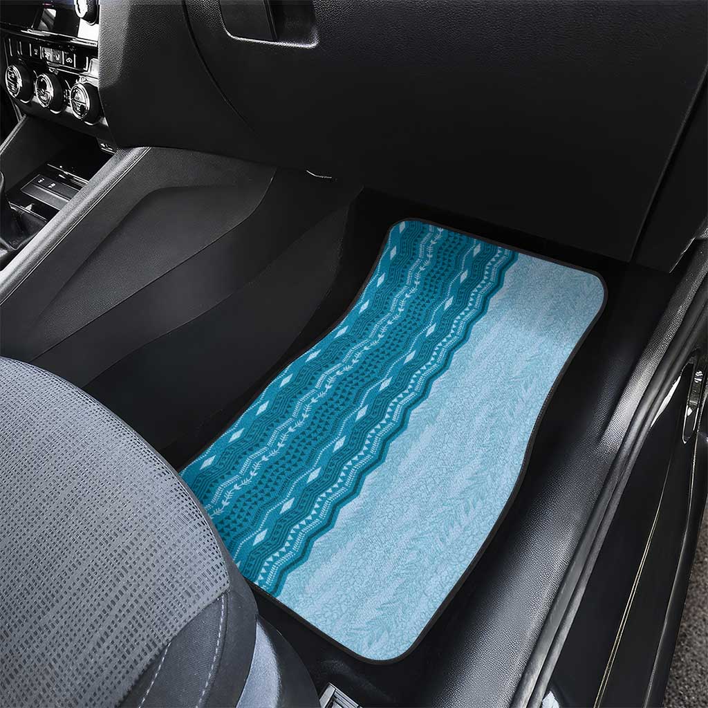 Vintage Cobalt Blue Hawaiian Traditional Kapa Mix Flowers Lei Car Mats LT7 - Polynesian Pride