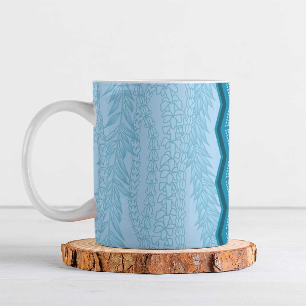 Vintage Cobalt Blue Hawaiian Traditional Kapa Mix Flowers Lei Ceramic Mug LT7 Cobalt Blue - Polynesian Pride