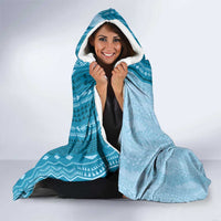 Vintage Cobalt Blue Hawaiian Traditional Kapa Mix Flowers Lei Hooded Blanket LT7 - Polynesian Pride