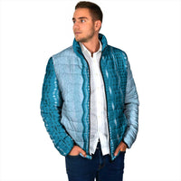 Vintage Cobalt Blue Hawaiian Traditional Kapa Mix Flowers Lei Padded Jacket LT7 - Polynesian Pride
