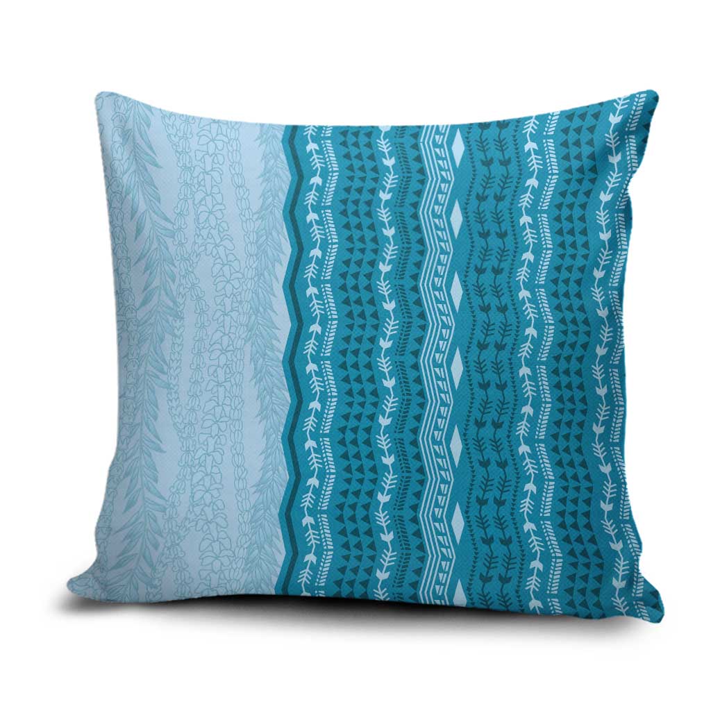 Vintage Cobalt Blue Hawaiian Traditional Kapa Mix Flowers Lei Pillow Cover LT7 Cobalt Blue - Polynesian Pride