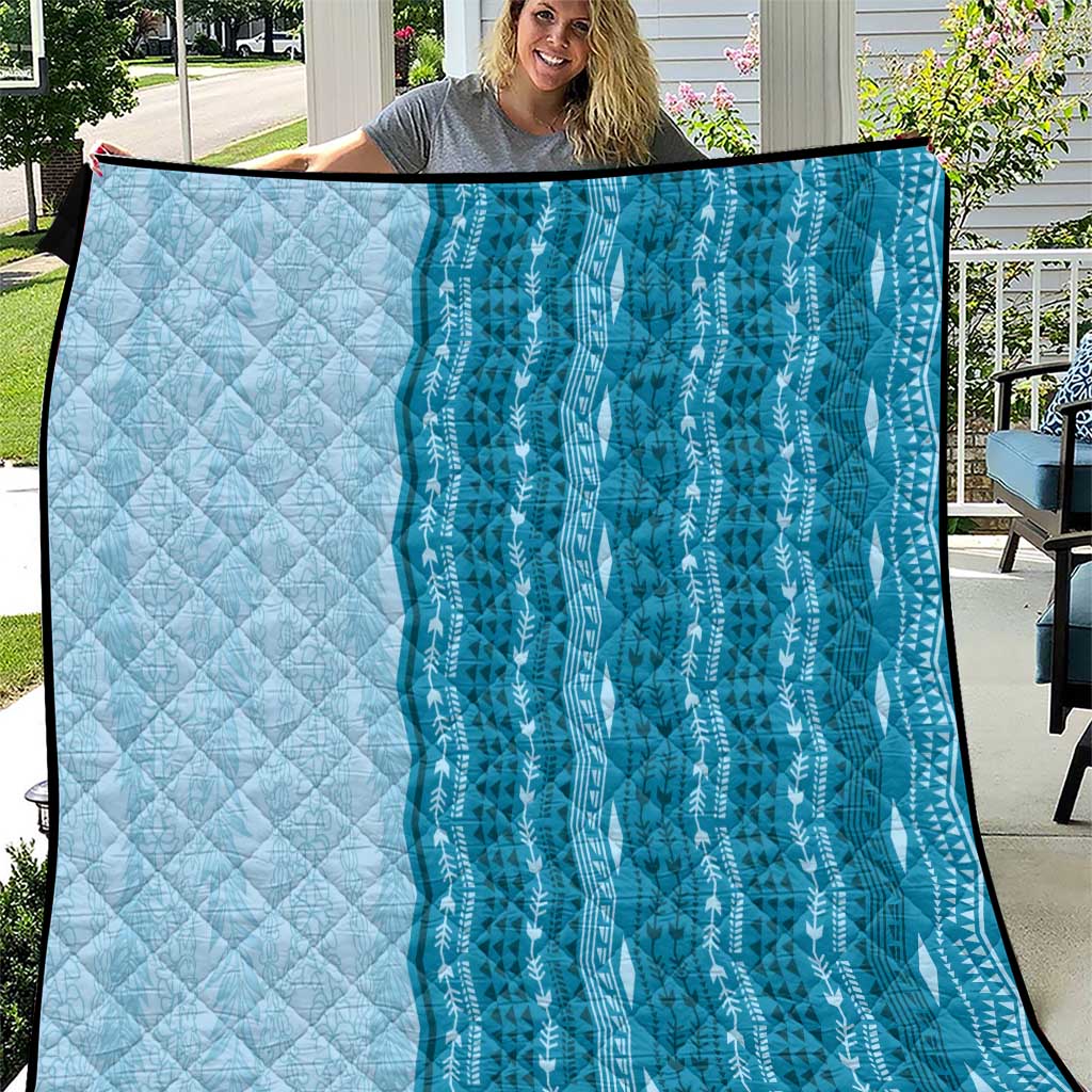 Vintage Cobalt Blue Hawaiian Traditional Kapa Mix Flowers Lei Quilt