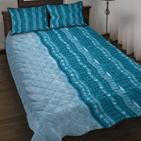 Vintage Cobalt Blue Hawaiian Traditional Kapa Mix Flowers Lei Quilt Bed Set LT7 Cobalt Blue - Polynesian Pride