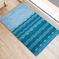 Vintage Cobalt Blue Hawaiian Traditional Kapa Mix Flowers Lei Rubber Doormat LT7 - Polynesian Pride