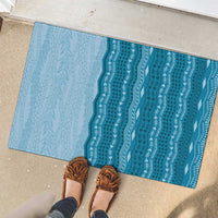 Vintage Cobalt Blue Hawaiian Traditional Kapa Mix Flowers Lei Rubber Doormat LT7 - Polynesian Pride