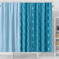 Vintage Cobalt Blue Hawaiian Traditional Kapa Mix Flowers Lei Shower Curtain LT7 - Polynesian Pride