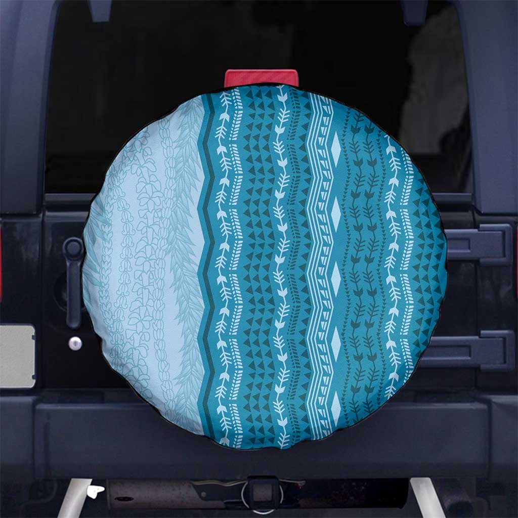 Vintage Cobalt Blue Hawaiian Traditional Kapa Mix Flowers Lei Spare Tire Cover LT7 No hole Cobalt Blue - Polynesian Pride