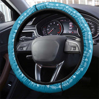 Vintage Cobalt Blue Hawaiian Traditional Kapa Mix Flowers Lei Steering Wheel Cover LT7 - Polynesian Pride