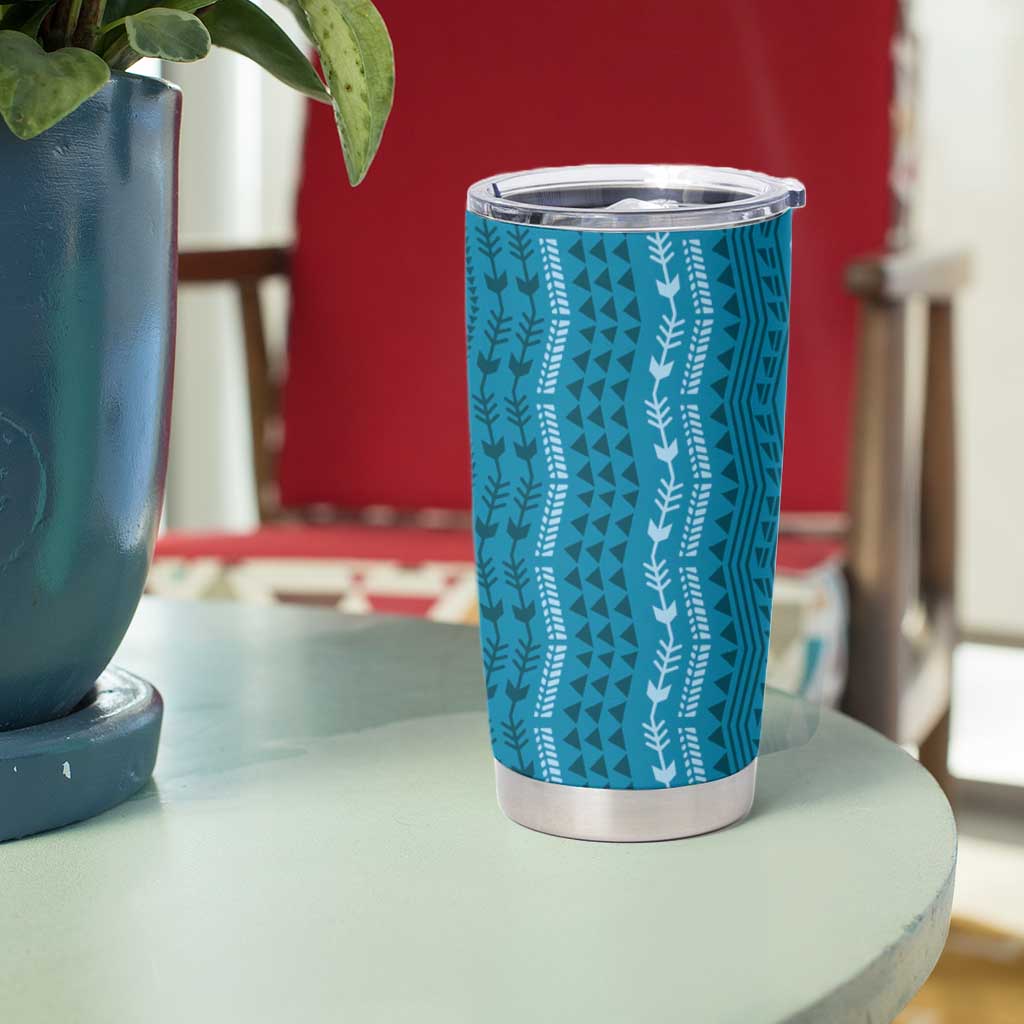 Vintage Cobalt Blue Hawaiian Traditional Kapa Mix Flowers Lei Tumbler Cup LT7 - Polynesian Pride