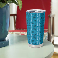 Vintage Cobalt Blue Hawaiian Traditional Kapa Mix Flowers Lei Tumbler Cup LT7 - Polynesian Pride