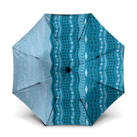 Vintage Cobalt Blue Hawaiian Traditional Kapa Mix Flowers Lei Umbrella