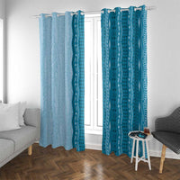 Vintage Cobalt Blue Hawaiian Traditional Kapa Mix Flowers Lei Window Curtain LT7 With Grommets Cobalt Blue - Polynesian Pride