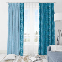 Vintage Cobalt Blue Hawaiian Traditional Kapa Mix Flowers Lei Window Curtain LT7 - Polynesian Pride