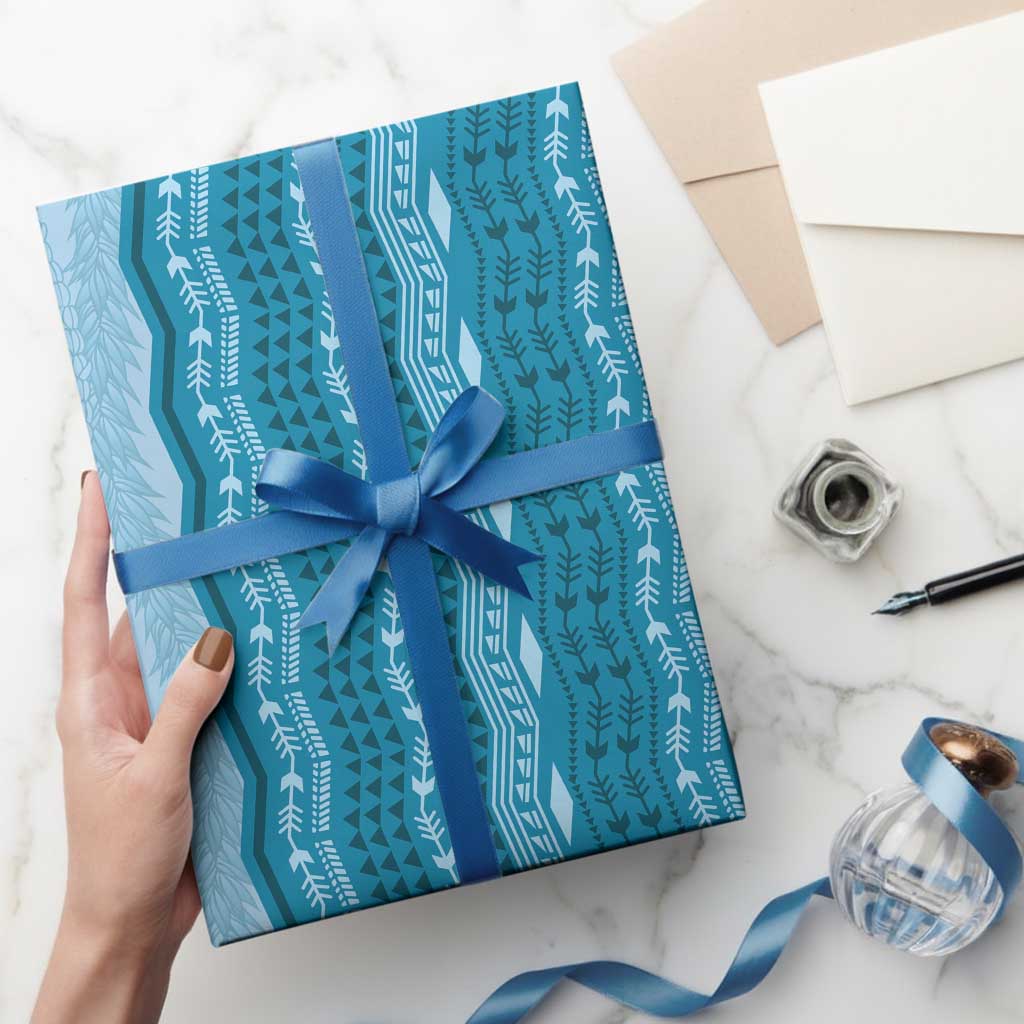 Vintage Cobalt Blue Hawaiian Traditional Kapa Mix Flowers Lei Wrapping Paper LT7 - Polynesian Pride