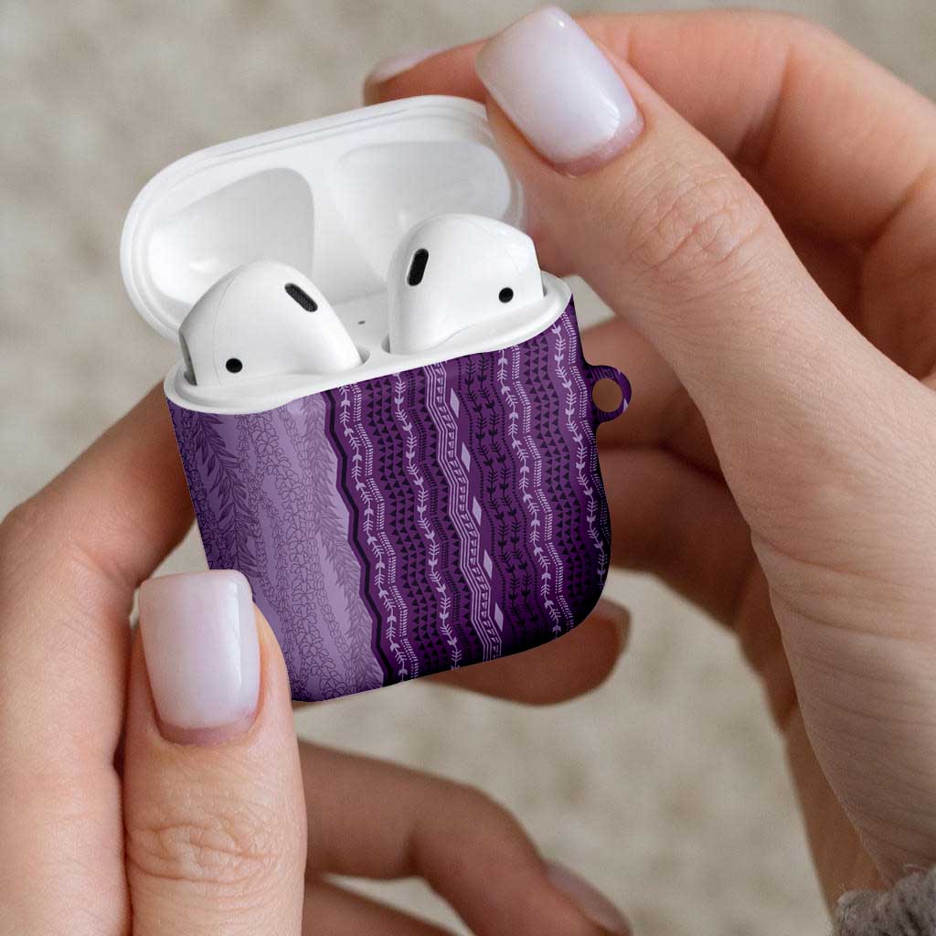 Vintage Violet Hawaiian Traditional Kapa Mix Flowers Lei AirPods Case LT7 - Polynesian Pride