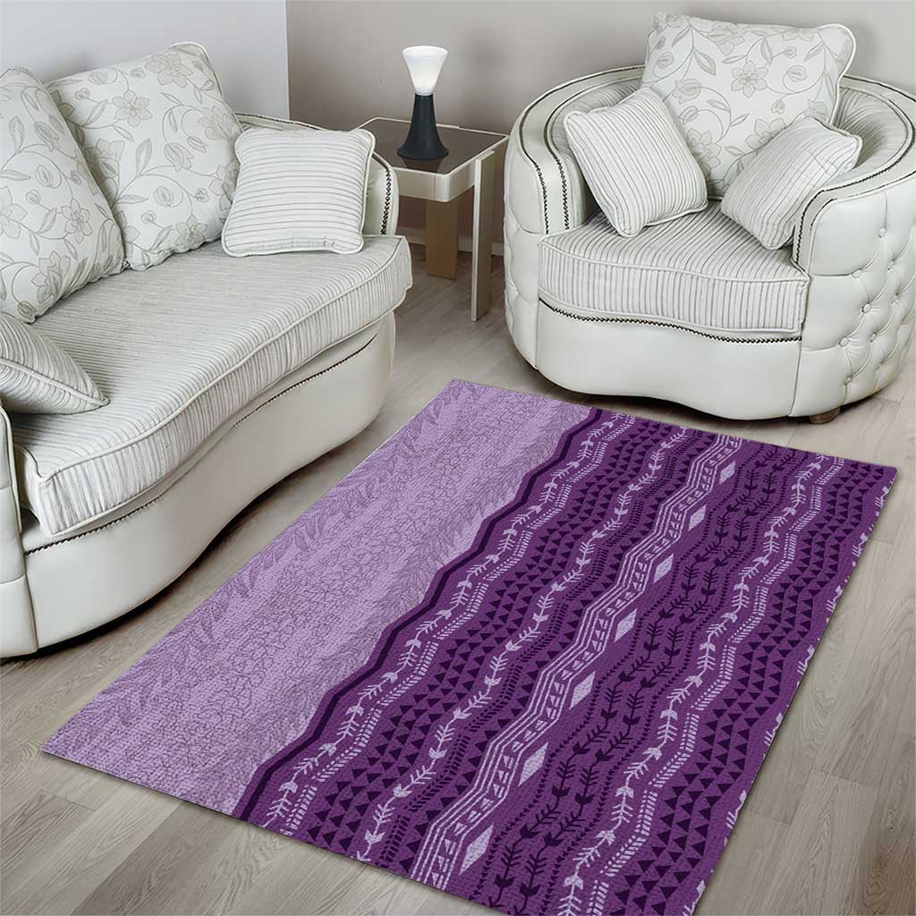 Vintage Violet Hawaiian Traditional Kapa Mix Flowers Lei Area Rug LT7 - Polynesian Pride