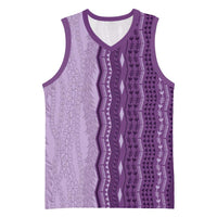 Vintage Violet Hawaiian Traditional Kapa Mix Flowers Lei Basketball Jersey LT7 Unisex Violet - Polynesian Pride