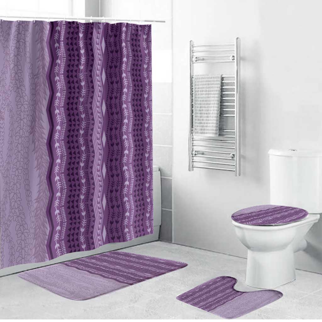 Vintage Violet Hawaiian Traditional Kapa Mix Flowers Lei Bathroom Set LT7 Bathroom Set (4 pcs) Violet - Polynesian Pride
