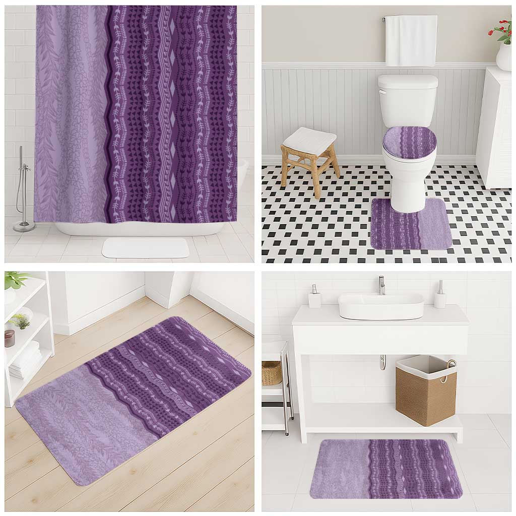 Vintage Violet Hawaiian Traditional Kapa Mix Flowers Lei Bathroom Set LT7 - Polynesian Pride