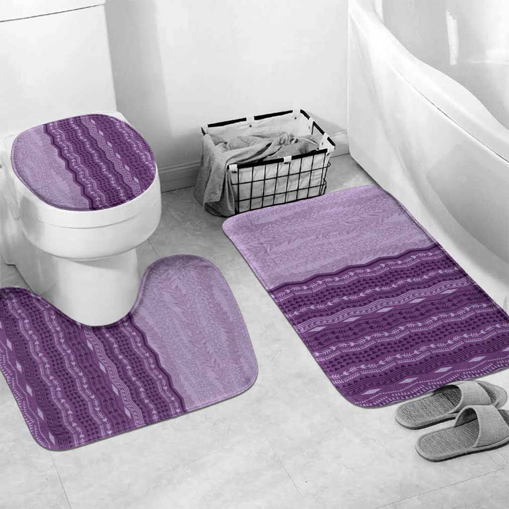 Vintage Violet Hawaiian Traditional Kapa Mix Flowers Lei Bathroom Set LT7 Mat Set Only (3 pcs) One Size Violet - Polynesian Pride