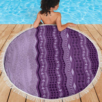 Vintage Violet Hawaiian Traditional Kapa Mix Flowers Lei Beach Blanket LT7 - Polynesian Pride