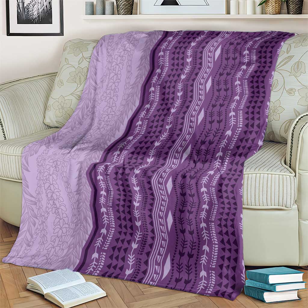 Vintage Violet Hawaiian Traditional Kapa Mix Flowers Lei Blanket LT7 - Polynesian Pride